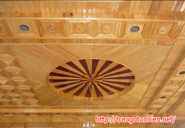 trần gỗ phòng khách tại hải phòng